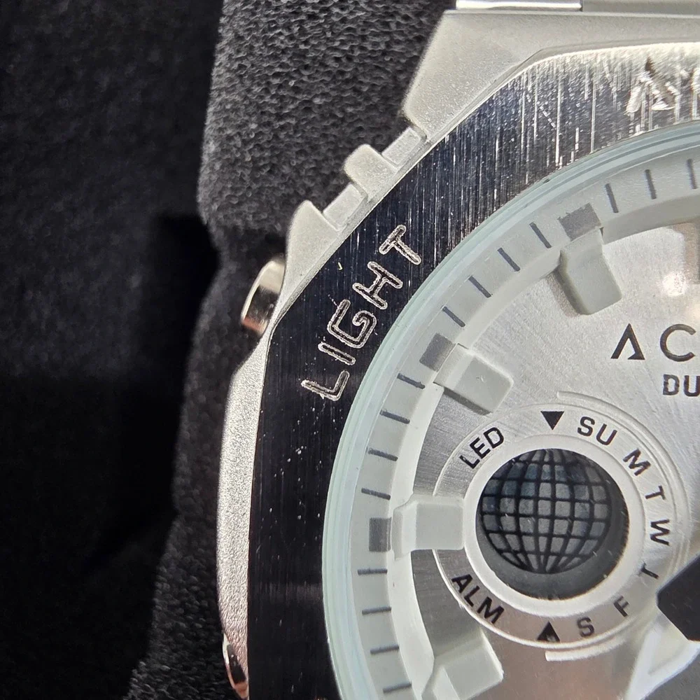 Invicta Activa Dual Time Mens Watch Silver Octagon Case Stainless Steel 40049
